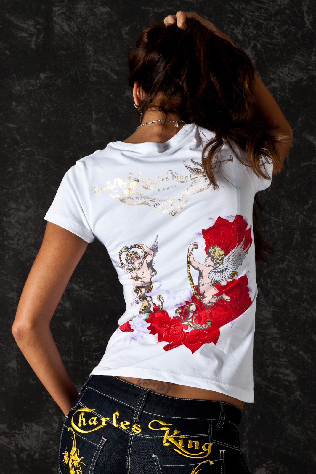 T-Shirt Angel & Roses White, back view